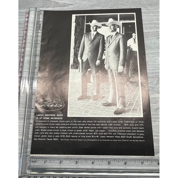 Lasso Western Wear Vintage Print Ad 1970s Cowboy Suits Texas Americana Rancher - Picture 2 of 6